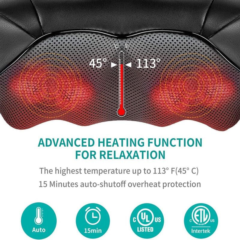 Nekteck Shiatsu Electric Neck and Back Massager with Heat Therapy for Deep Tissue Relief and Muscle Relaxation