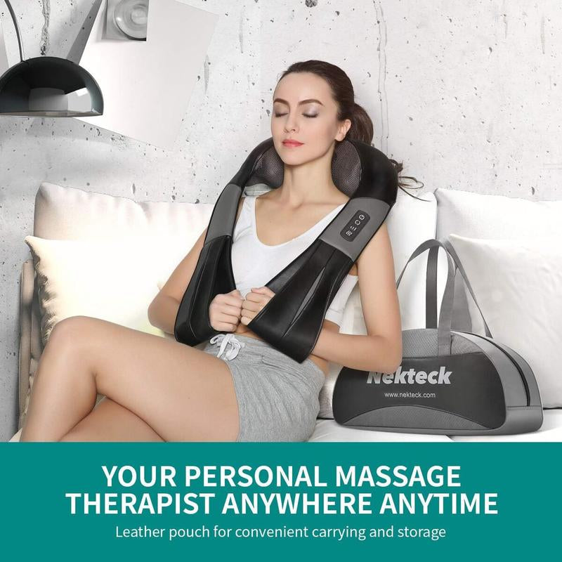 Nekteck Shiatsu Electric Neck and Back Massager with Heat Therapy for Deep Tissue Relief and Muscle Relaxation
