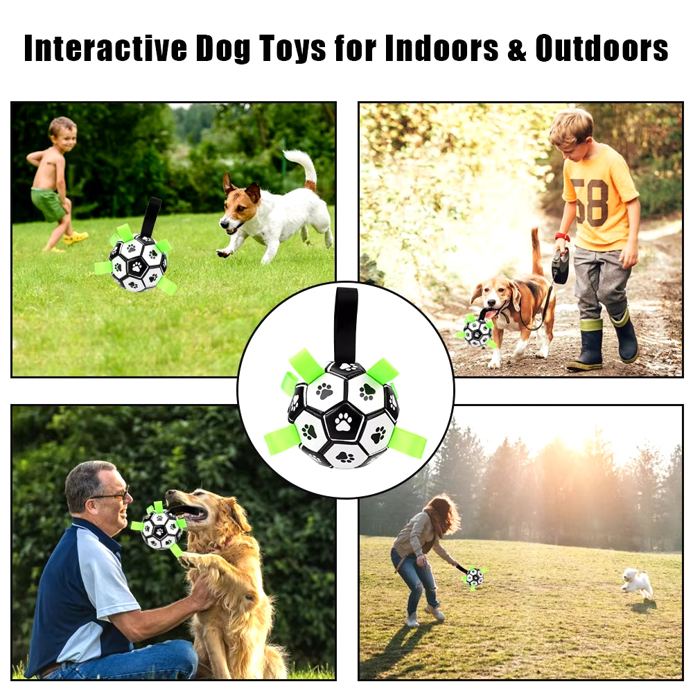 Interactive Pet Football Toys with Grab Tabs - Dog Chew Balls for Outdoor Training, 15cm