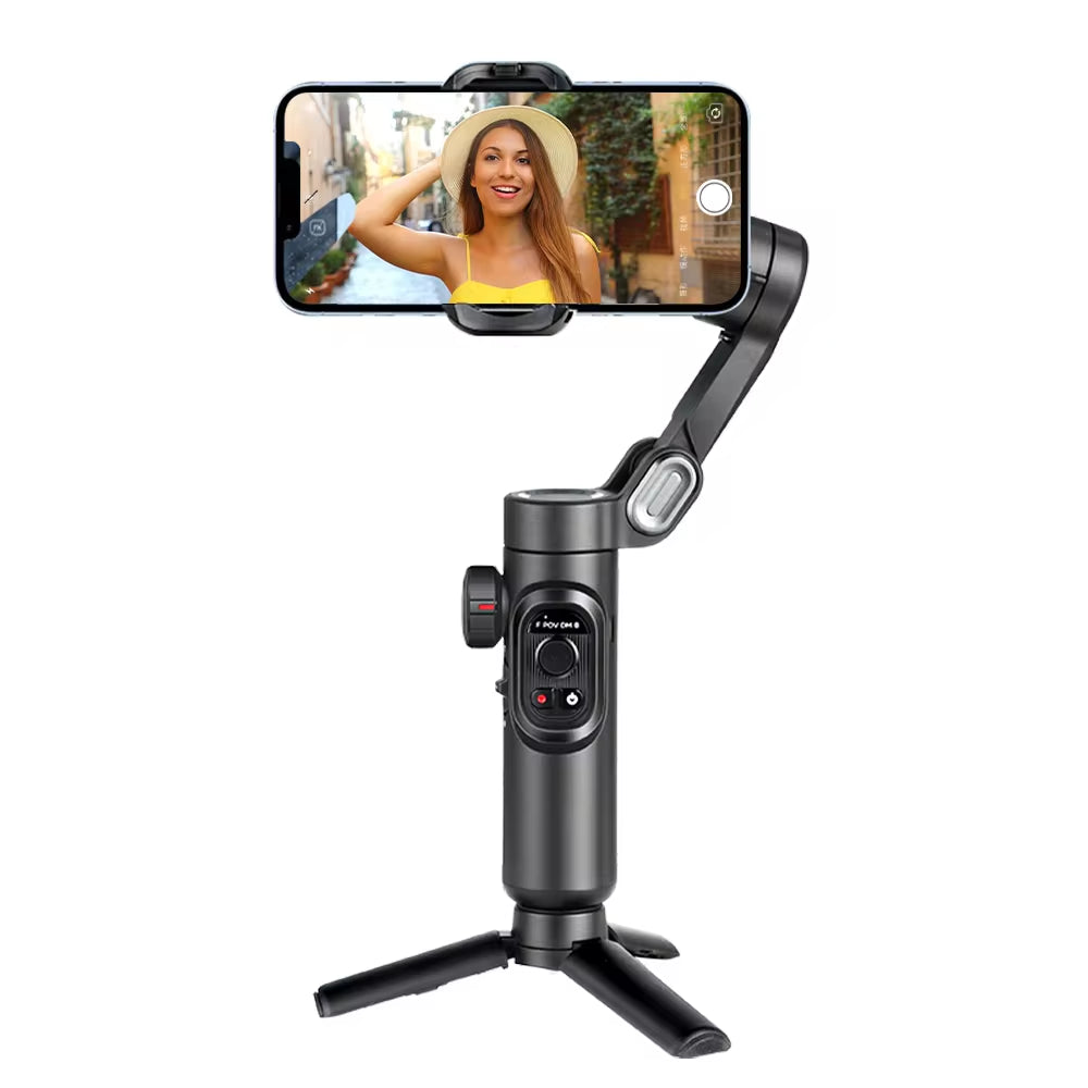 AOCHUAN 3-Axis Handheld Smartphone Gimbal Stabilizer with Integrated Fill Light and Face Tracking for TikTok and Vlogging