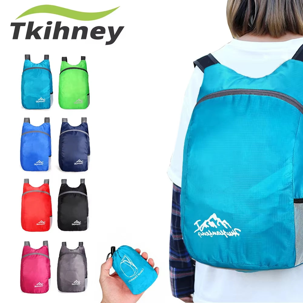 20L Unisex Lightweight Waterproof Outdoor Backpack - Portable Foldable Daypack for Camping, Hiking, and Leisure Activities