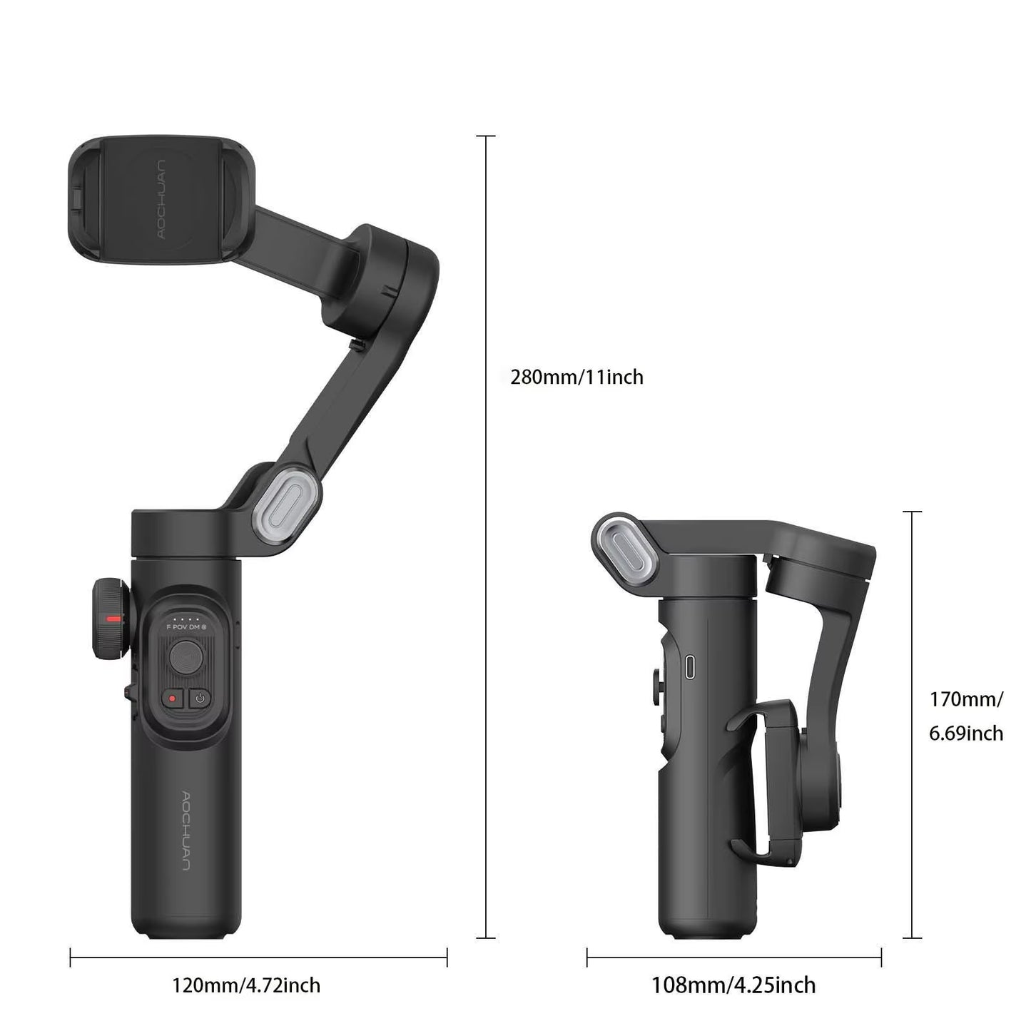 AOCHUAN 3-Axis Handheld Smartphone Gimbal Stabilizer with Integrated Fill Light and Face Tracking for TikTok and Vlogging