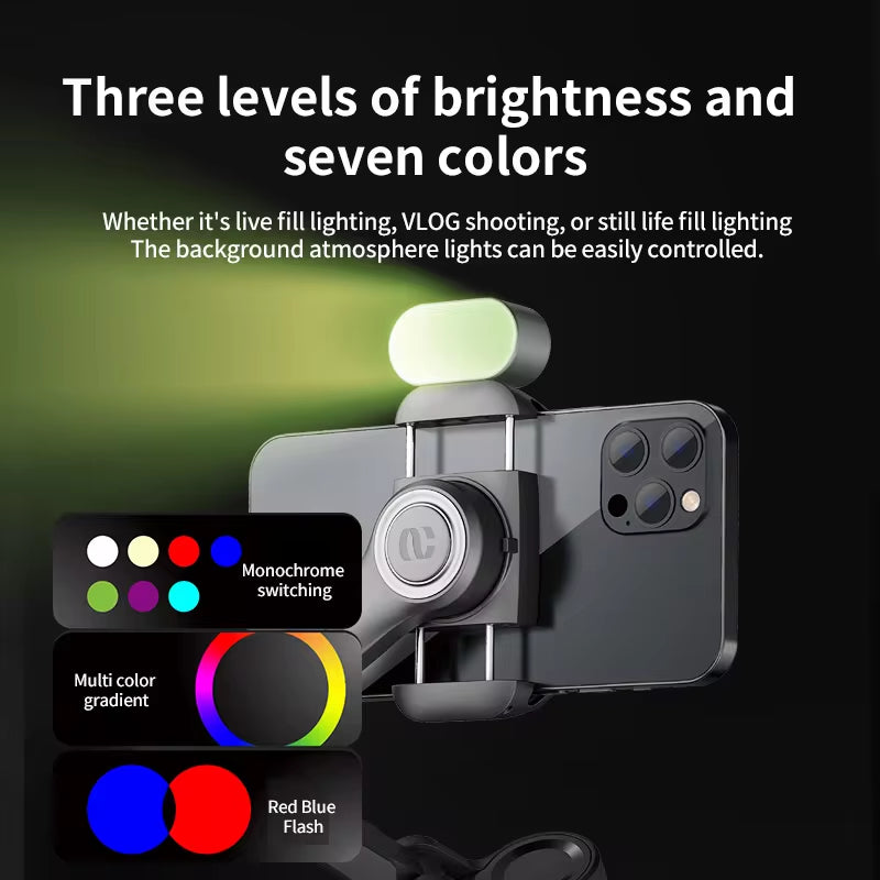 AOCHUAN 3-Axis Handheld Smartphone Gimbal Stabilizer with Integrated Fill Light and Face Tracking for TikTok and Vlogging