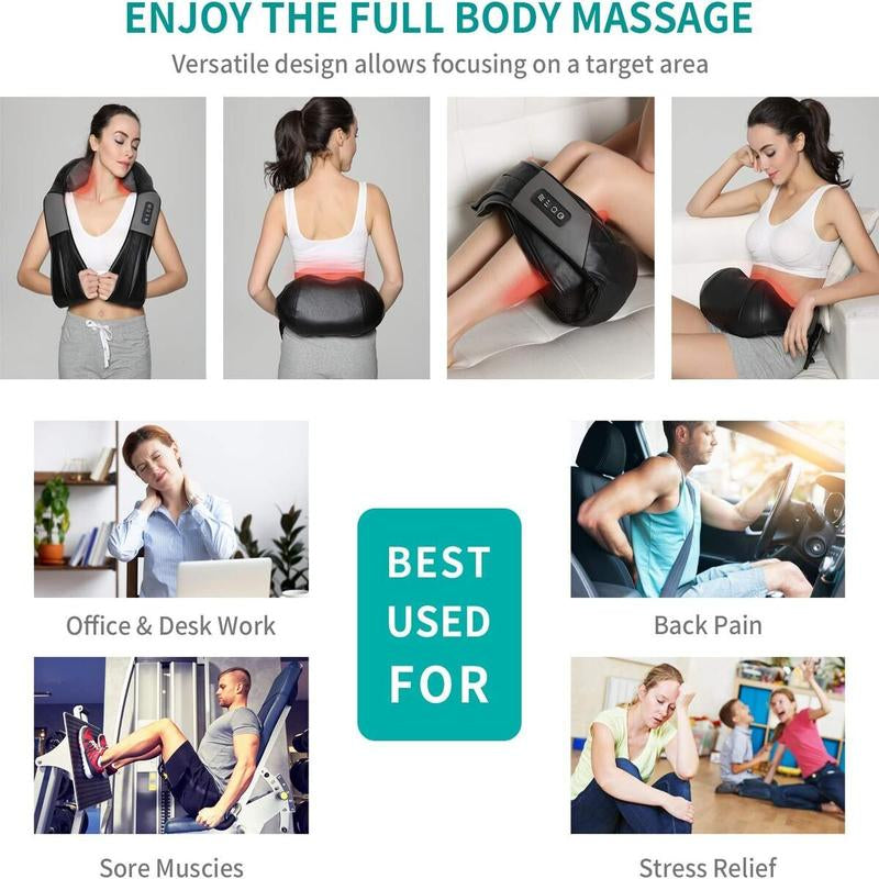 Nekteck Shiatsu Electric Neck and Back Massager with Heat Therapy for Deep Tissue Relief and Muscle Relaxation
