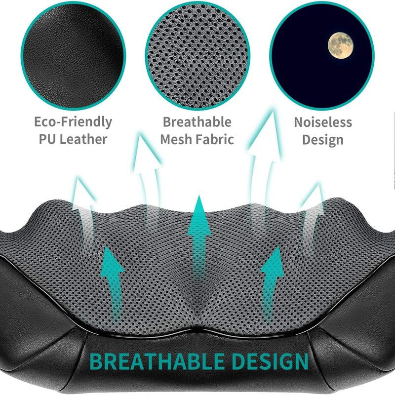 Nekteck Shiatsu Electric Neck and Back Massager with Heat Therapy for Deep Tissue Relief and Muscle Relaxation