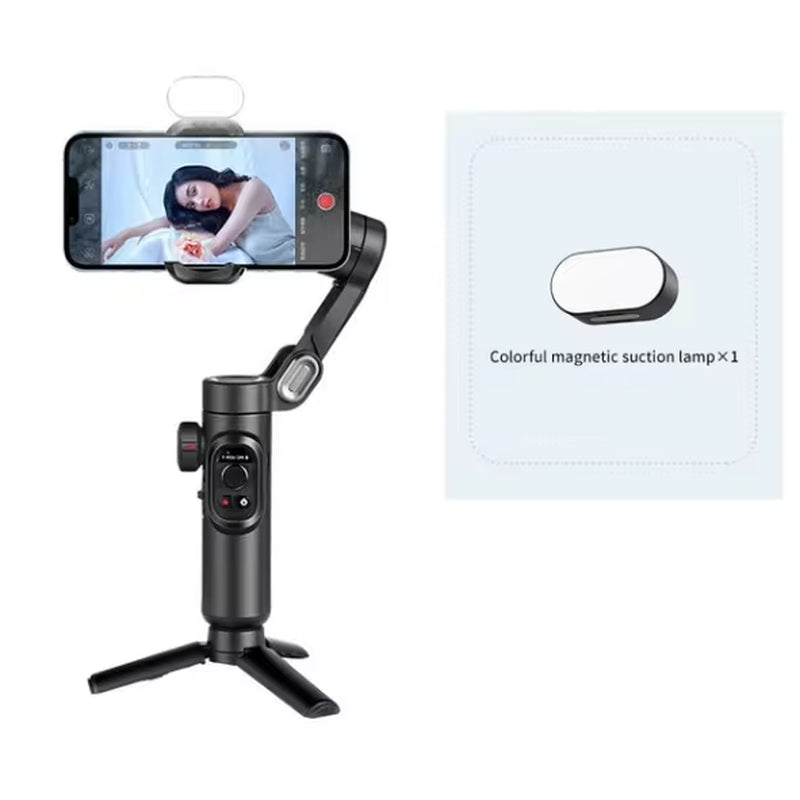 AOCHUAN 3-Axis Handheld Smartphone Gimbal Stabilizer with Integrated Fill Light and Face Tracking for TikTok and Vlogging