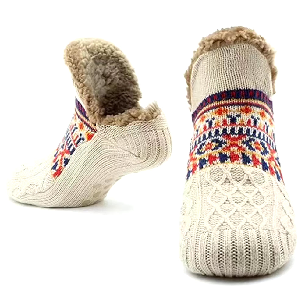 Indoor Winter Fleece Slippers for Men and Women - Non-Slip Knitted Socks for Home and Bedroom Comfort