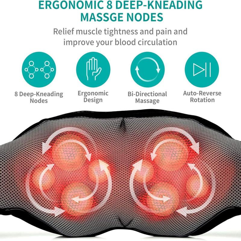 Nekteck Shiatsu Electric Neck and Back Massager with Heat Therapy for Deep Tissue Relief and Muscle Relaxation