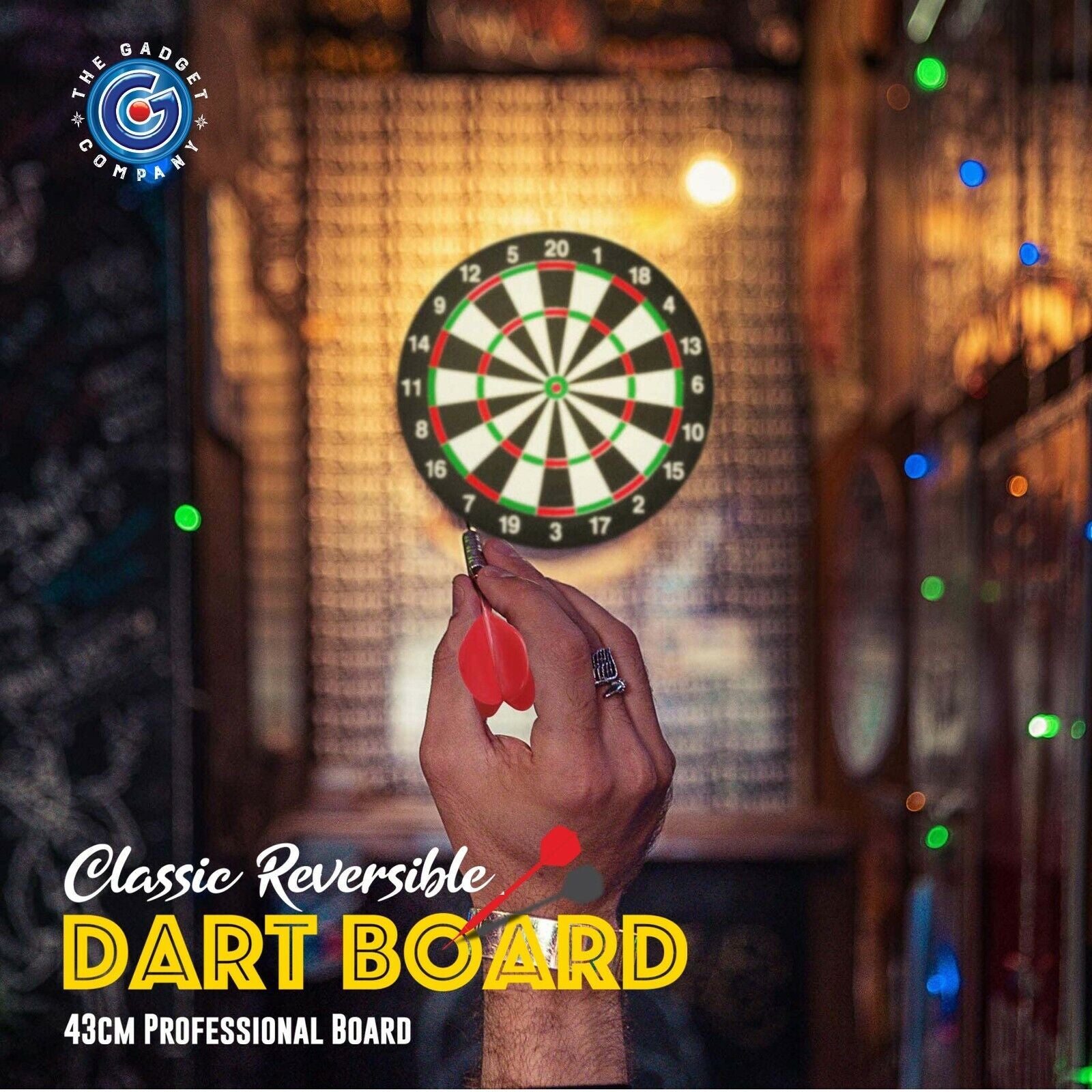Professional Reversible Dart Board - Durable 43cm Classic Family Game