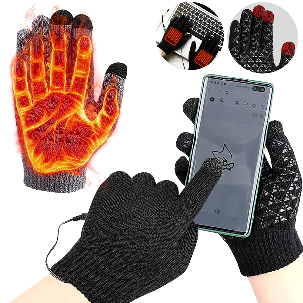 Electric Heated Gloves for Winter - USB Rechargeable Touch Screen Gloves for Motorcycling, Snowboarding, and Cycling