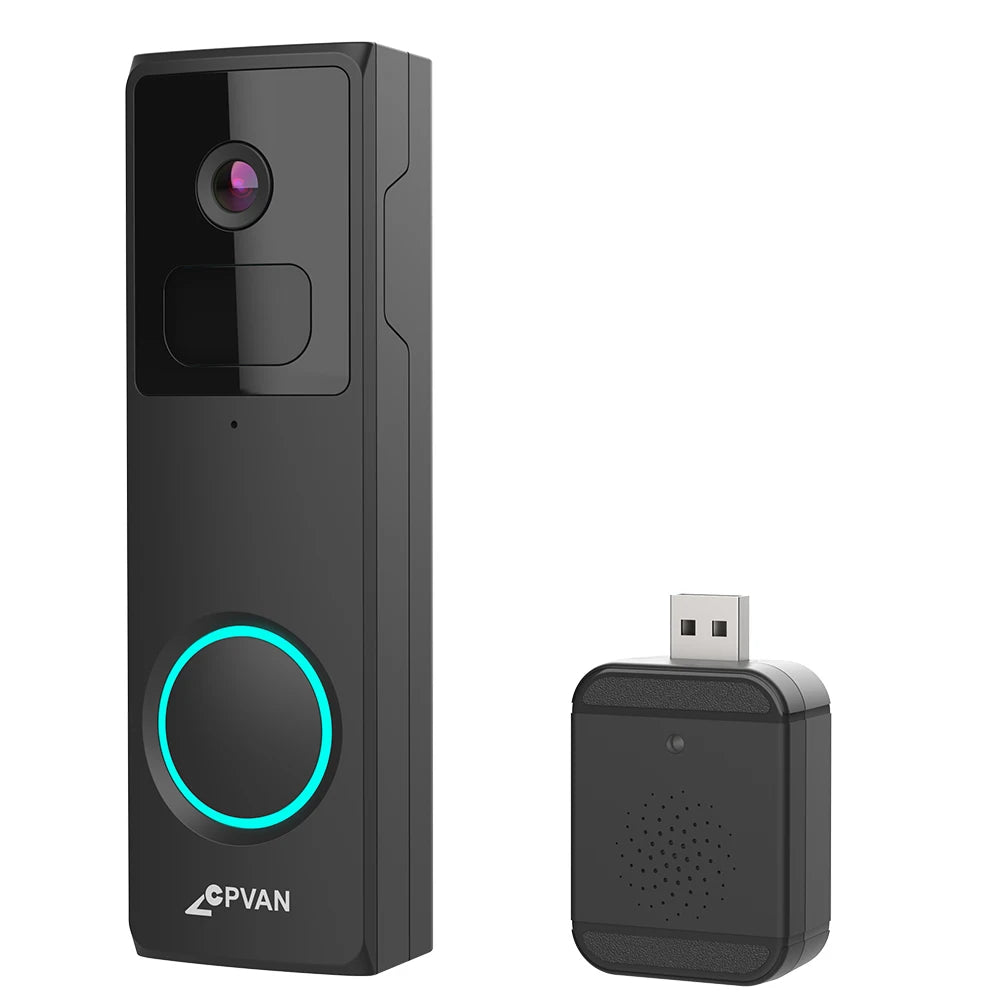 CPVAN 2.4G Wireless WiFi Video Doorbell with 1080P HD Camera and AI-Enhanced Night Vision Security Features