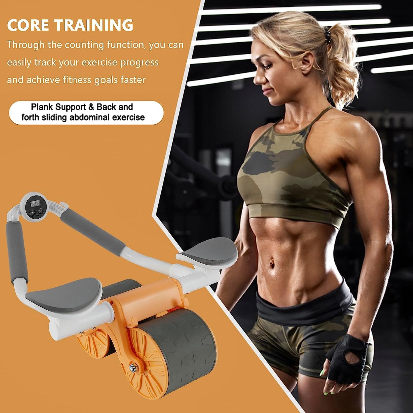 Automatic Rebound Abdominal Wheel with Elbow Support and Anti-Slip Design for Enhanced Fitness Training