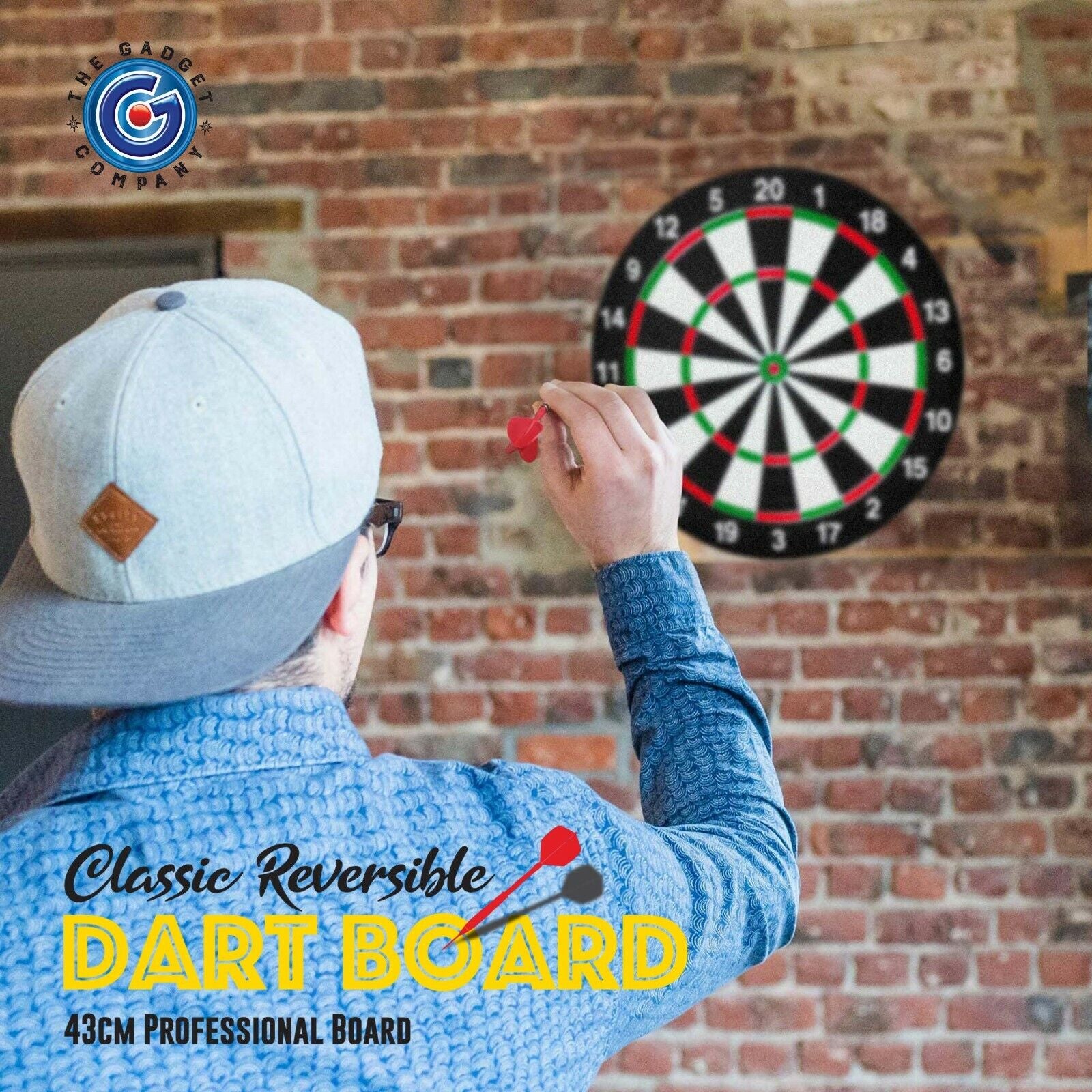 Professional Reversible Dart Board - Durable 43cm Classic Family Game