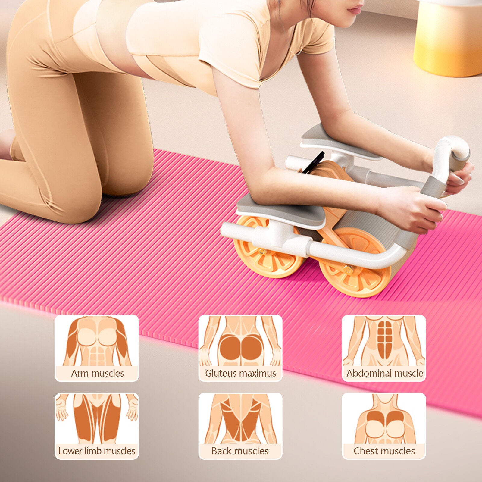 Automatic Rebound Abdominal Wheel with Elbow Support and Anti-Slip Design for Enhanced Fitness Training