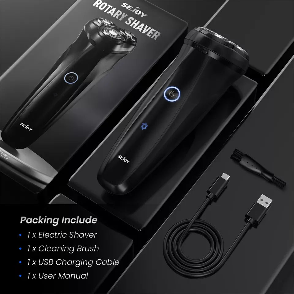 Men's Electric Razor with 3D Rotary Shaving Technology and Pop-Up Beard Trimmer, Rechargeable