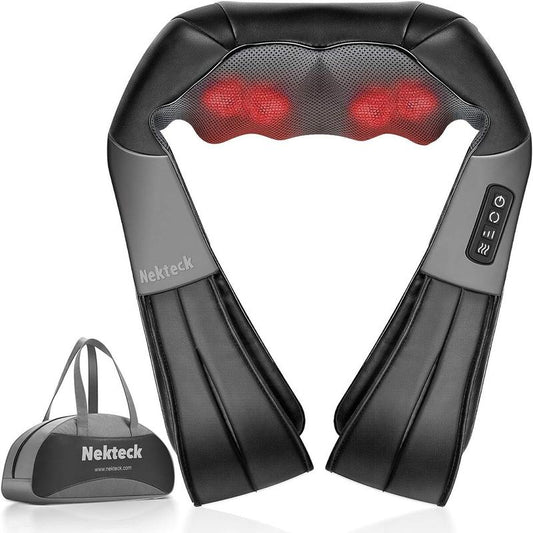 Nekteck Shiatsu Electric Neck and Back Massager with Heat Therapy for Deep Tissue Relief and Muscle Relaxation