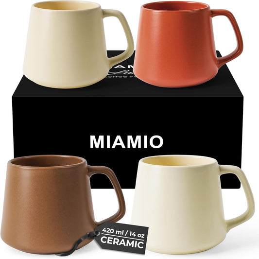 Coffee Mugs Set of 4 / Large Ceramic Coffee Cups (420 ml) - Mug for Cappuccino, Tea, Espresso - Microwave and Dishwasher Safe - Luxe Collection