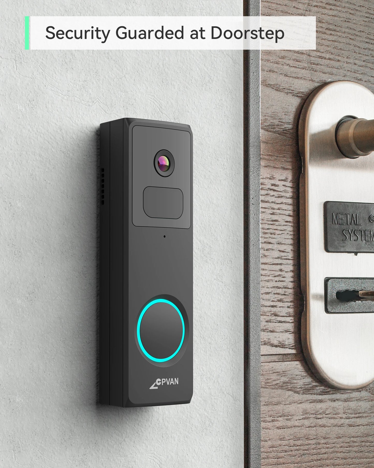 CPVAN 2.4G Wireless WiFi Video Doorbell with 1080P HD Camera and AI-Enhanced Night Vision Security Features