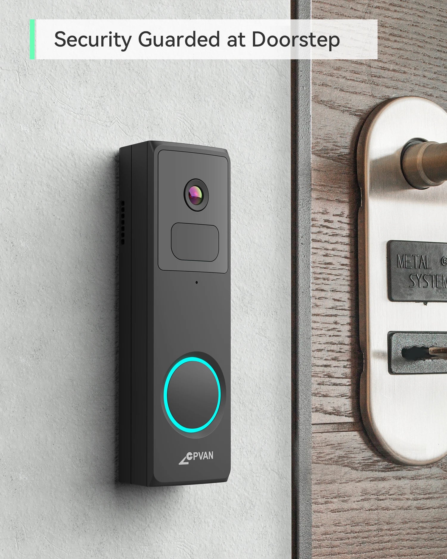 CPVAN 2.4G Wireless WiFi Video Doorbell with 1080P HD Camera and AI-Enhanced Night Vision Security Features