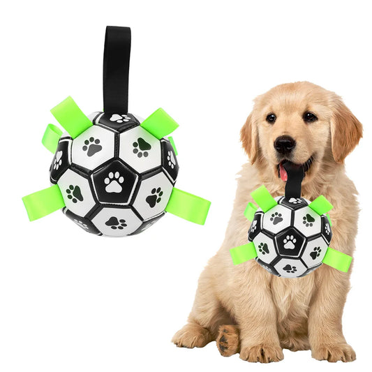 Interactive Pet Football Toys with Grab Tabs - Dog Chew Balls for Outdoor Training, 15cm