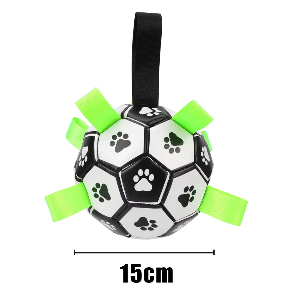 Interactive Pet Football Toys with Grab Tabs - Dog Chew Balls for Outdoor Training, 15cm