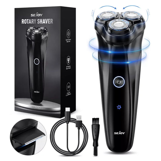 Men's Electric Razor with 3D Rotary Shaving Technology and Pop-Up Beard Trimmer, Rechargeable