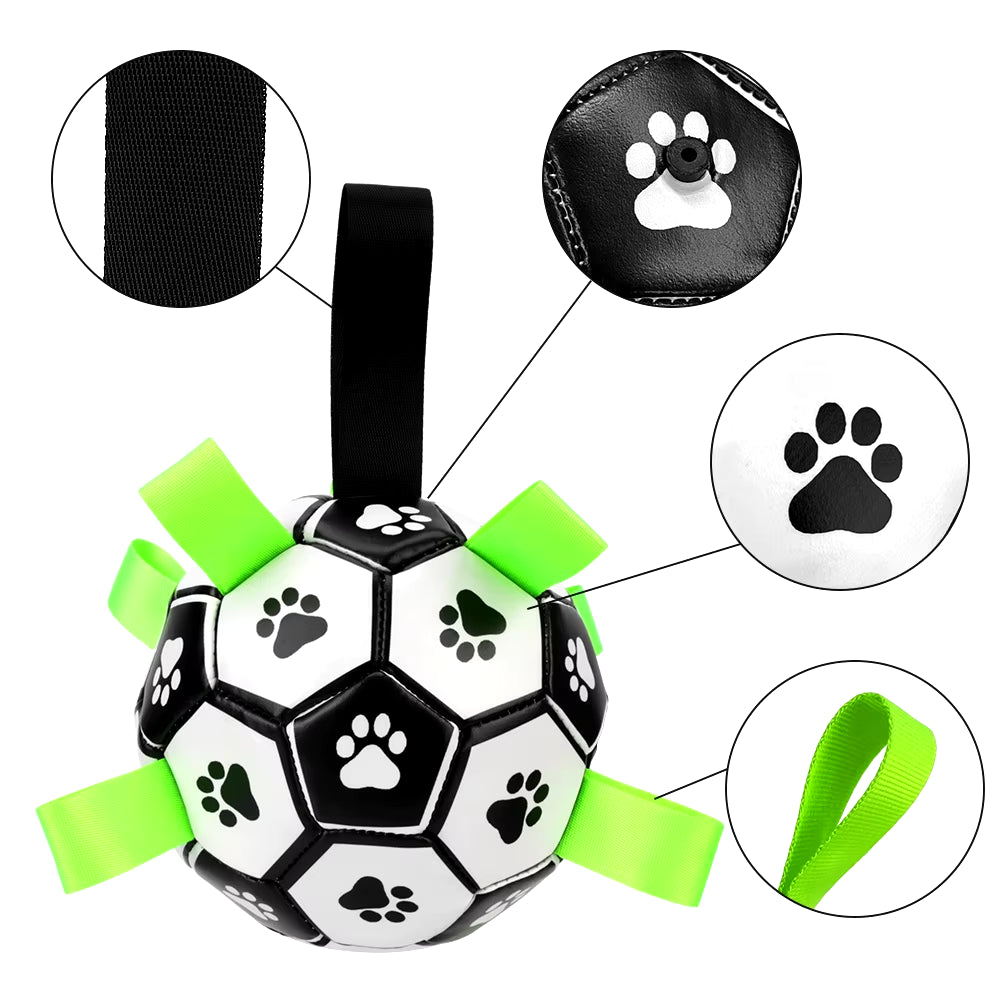 Interactive Pet Football Toys with Grab Tabs - Dog Chew Balls for Outdoor Training, 15cm