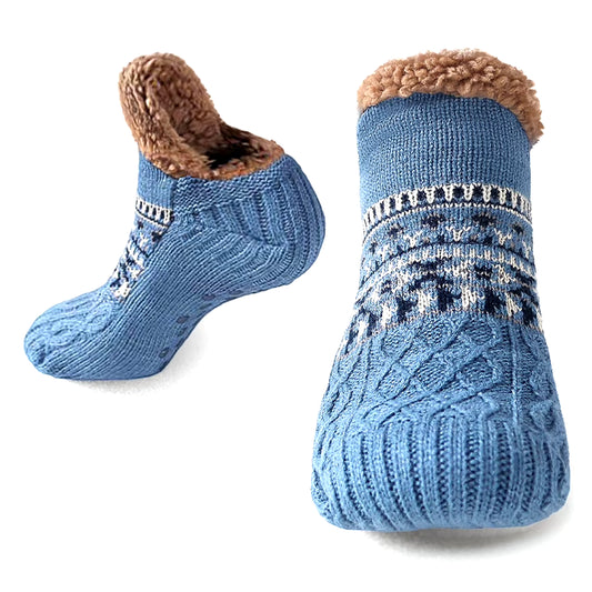 Indoor Winter Fleece Slippers for Men and Women - Non-Slip Knitted Socks for Home and Bedroom Comfort