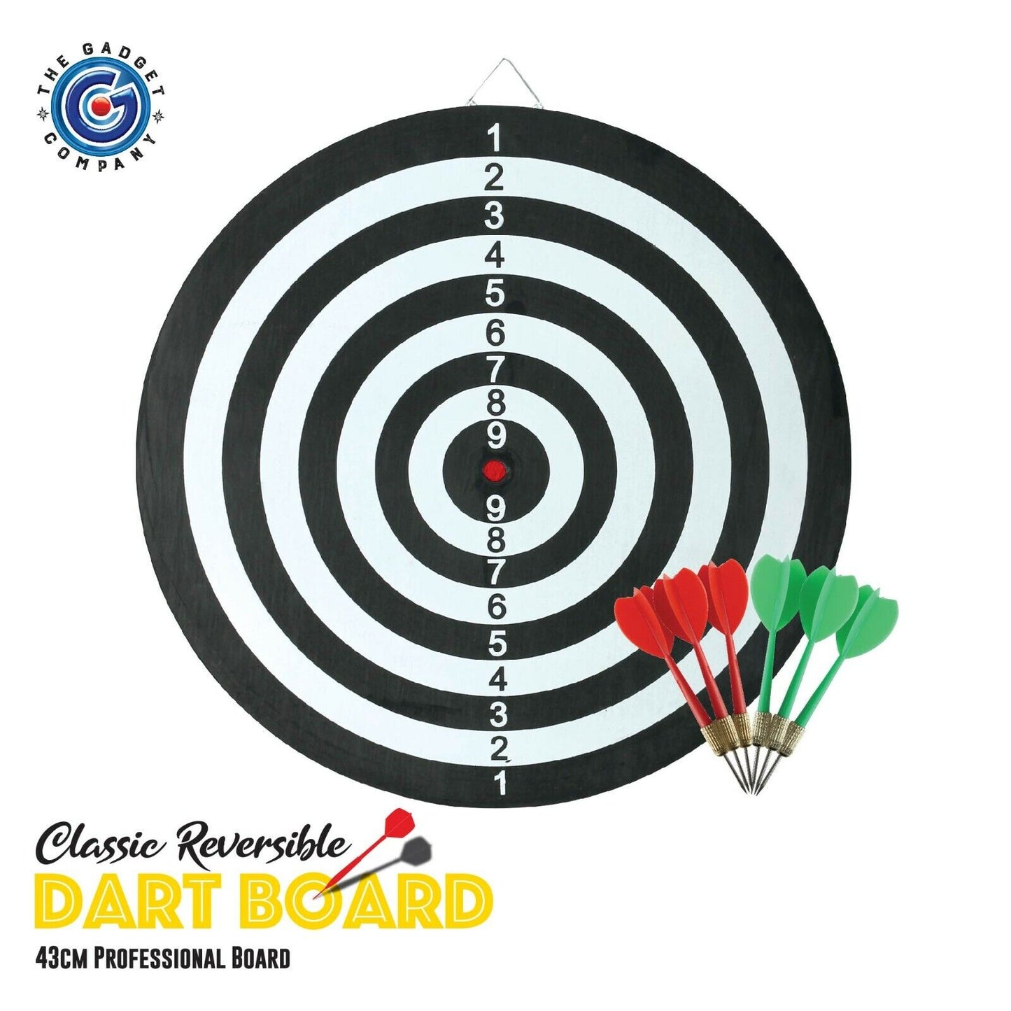 Professional Reversible Dart Board - Durable 43cm Classic Family Game