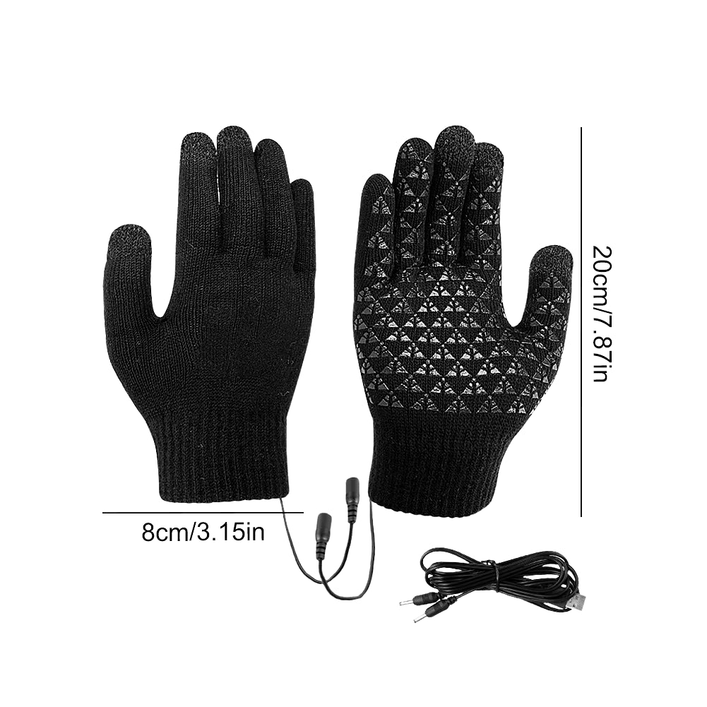 Electric Heated Gloves for Winter - USB Rechargeable Touch Screen Gloves for Motorcycling, Snowboarding, and Cycling